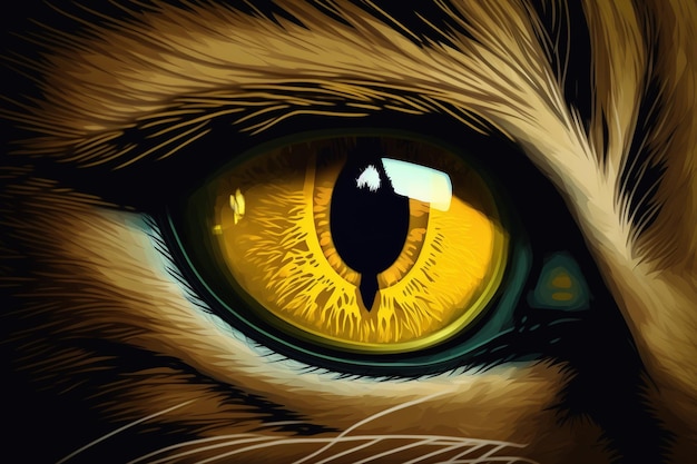 노란색 고양이 눈 매크로