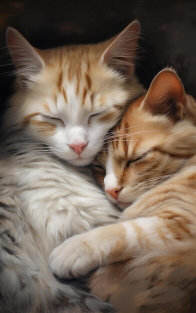 Cats keeping warm in each other company