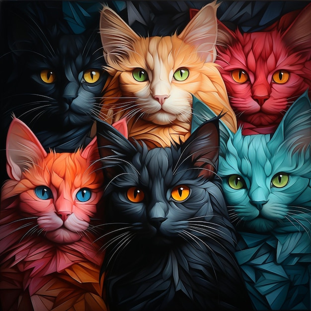 фотография кошек абстрактная гипнотическая иллюзия искусство генеративный искусственный интеллект