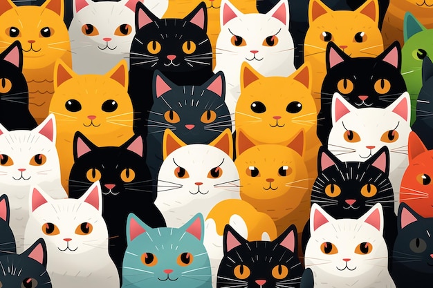 Cats seamless pattern wallpaper Generative AI