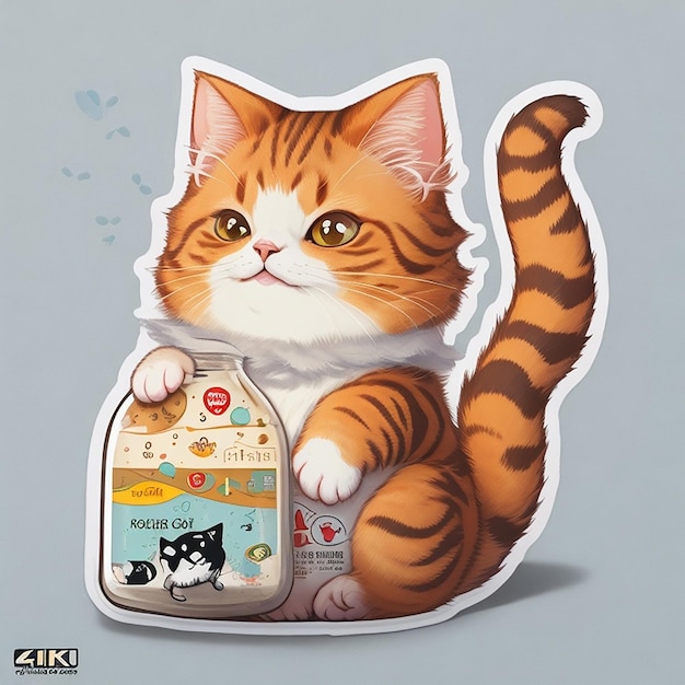 猫 ステッカー シート アート 漫画 アイコン 発酵猫 白背景 背景なし イラスト