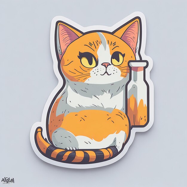 Cats sticker sheet art cartoon icon fermented cat white background no background Illustration