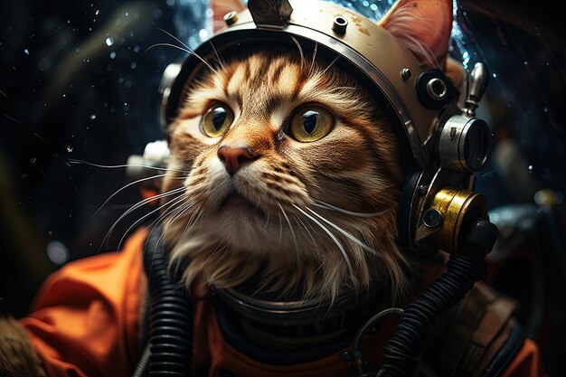 Catstronaut Explorers Imagine a group of cats dressed in astronaut suits exploring the uncharted territories of outer space illustration generative ai