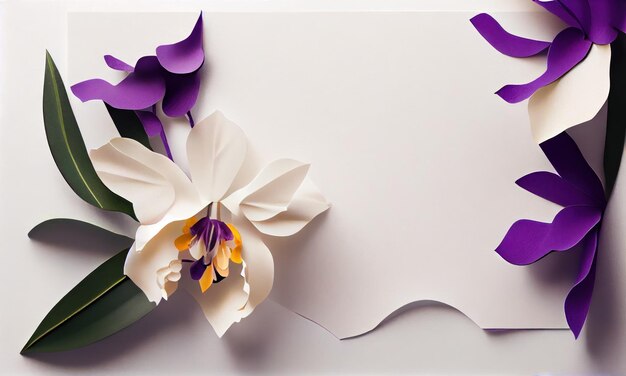 Cattleya orchid flower made of paper craft generative ai