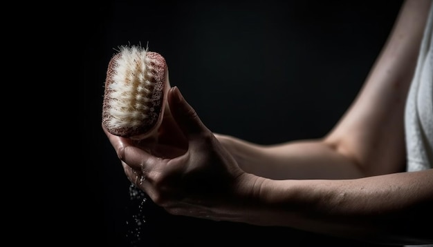 Caucasian athlete catching ball focus on foreground generated by AI