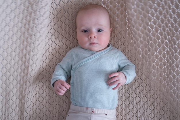 Caucasian baby girl portrait Close up view