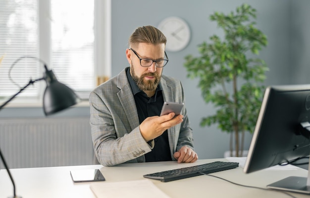 Caucasian businessman in stylish suit and