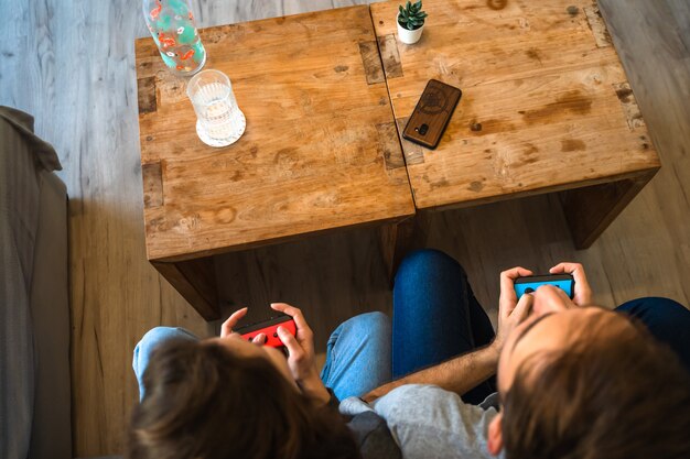 Caucasian couple playing video games. palma de mallorca,
spain