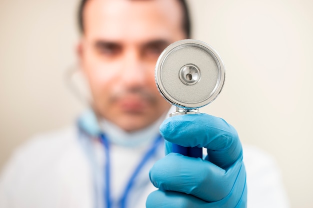 Caucasian doctor with stethoscope