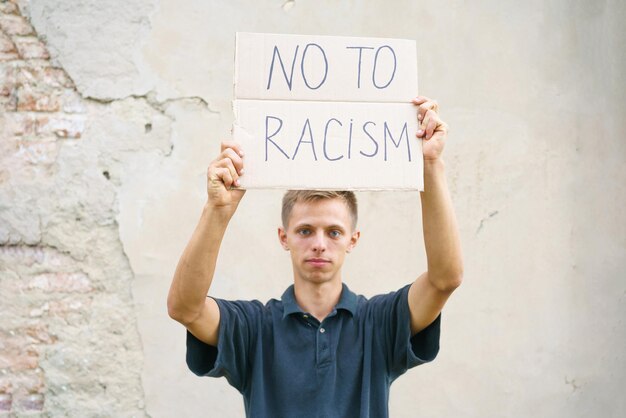 Caucasian guy came out to protest against racism