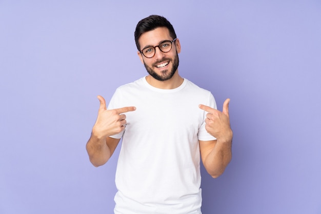 Caucasian handsome man isolated proud self-satisfied