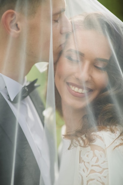 caucasian happy romantic young couple celebrating their marriage