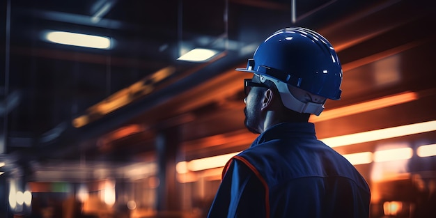 安全ヘルメットをかぶった白人の産業労働者 安全措置の概念 熟練した労働力と労働力