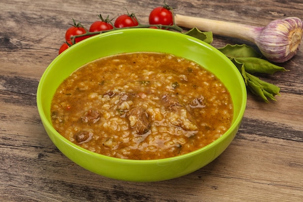 Caucasian Kharcho soup with beef meat