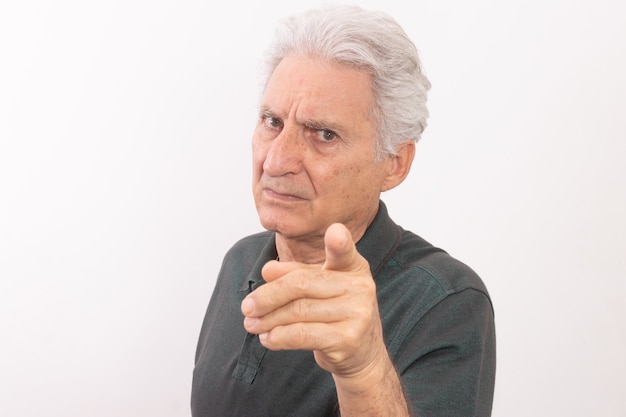 Caucasian male portrait with white background.