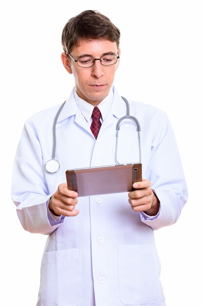  Caucasian man doctor standing isolated