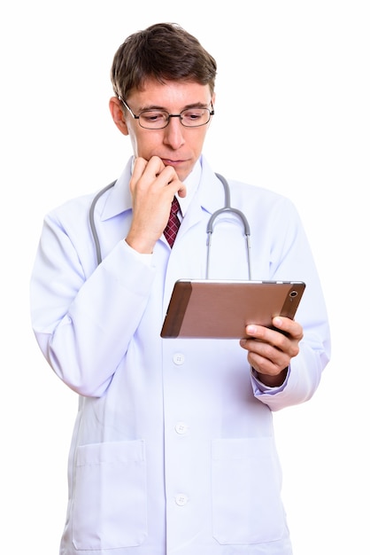  Caucasian man doctor standing isolated