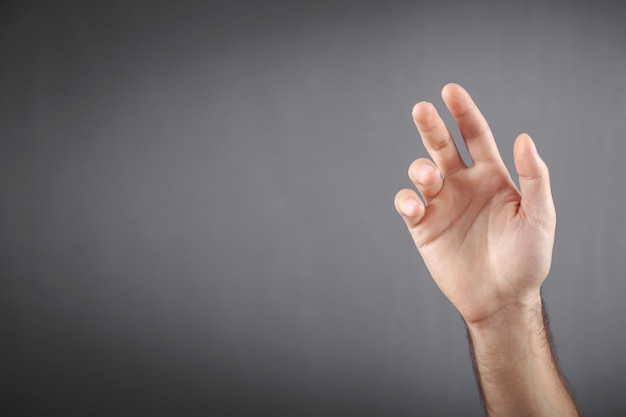 Caucasian man showing empty hand