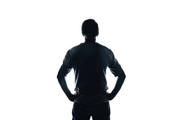 Photo caucasian man standing in silhouette portrait studio