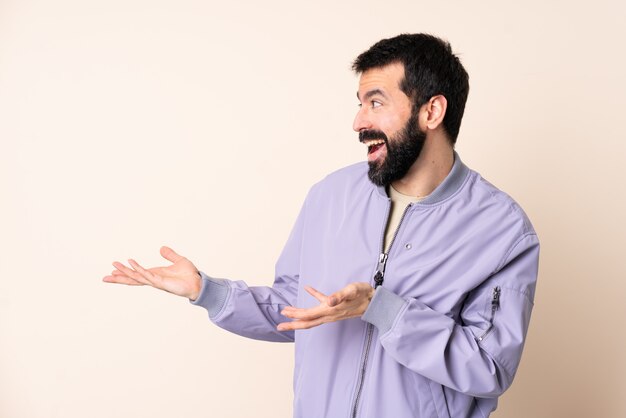 Caucasian man with beard wearing a jacket