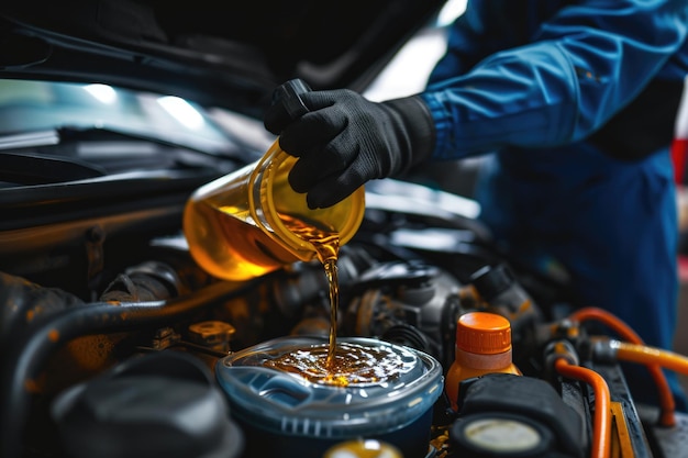 Фото Кавказский механик меняет автомобильное масло
