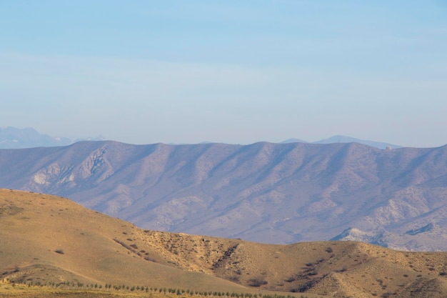 Caucasian mountain range landscape and view in Georgia