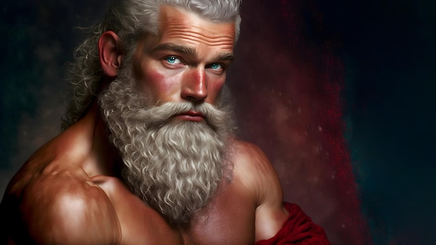 Caucasian Santa Claus as gorgeous body builder neural network generated art