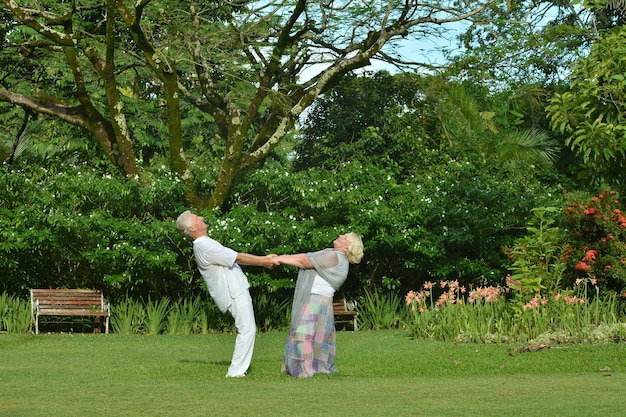 Caucasian senior couple in the park