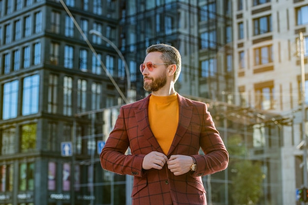 caucasian stylish guy outside photo of stylish guy wearing jacket stylish guy in jacket outdoor stylish guy in the street