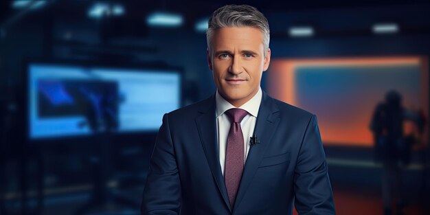 Caucasian TV presenter tells breaking news Investigations of explosions and fires a report from the scene