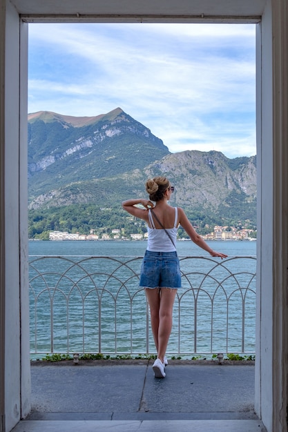 Caucasian woman at Como Lake