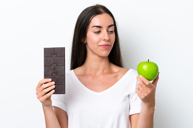 caucasian woman over isolated background