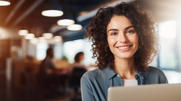 Caucasian Woman Using a Laptop