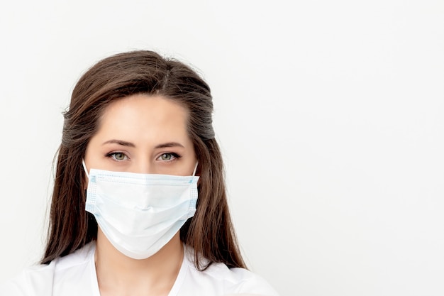 Caucasian woman with medical mask