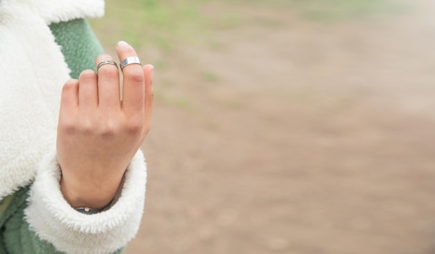 Caucasian young girl wearing beautiful ring