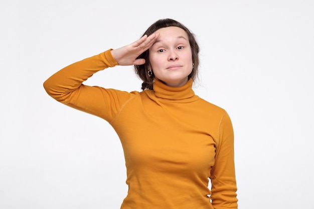 Caucasian young woman is ready to do her best at work