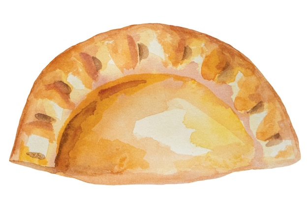 Caucasuan Pie isolated watercolor illustration baked goods