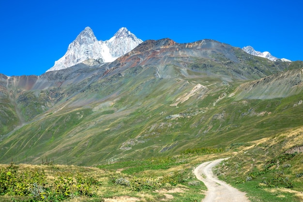 The Caucasus mountain range in Georgia Ushba Mountain landscape