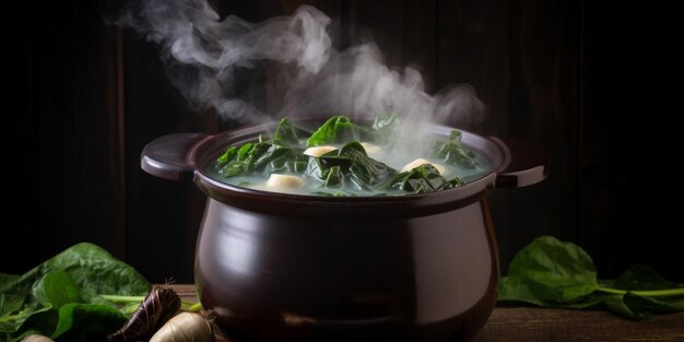 Cauldron with a cauldron of cauliflower and kale