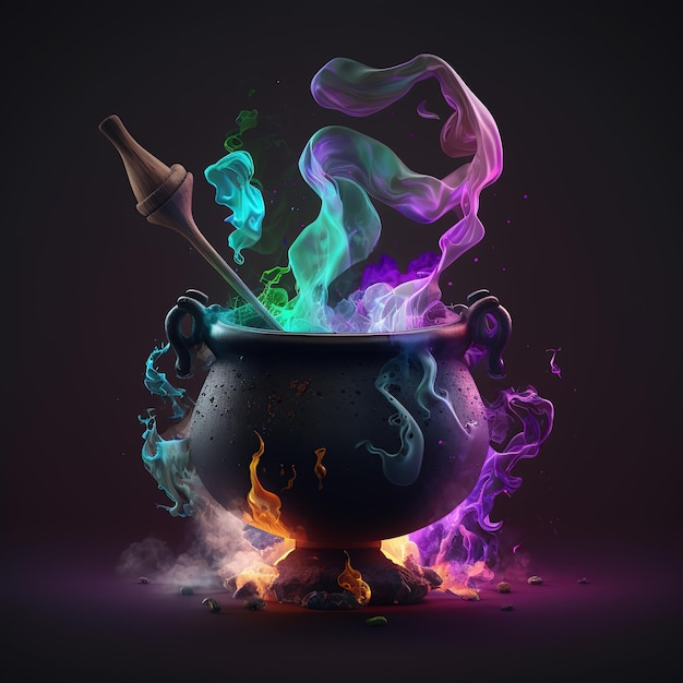 魔法のポーションが入った大釜 Ai Witchcraft Cauldron