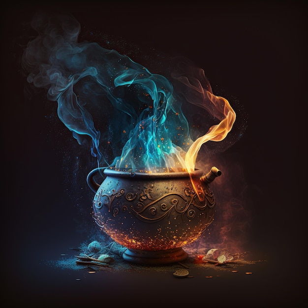 Cauldron with magic potion Ai Witchcraft cauldron