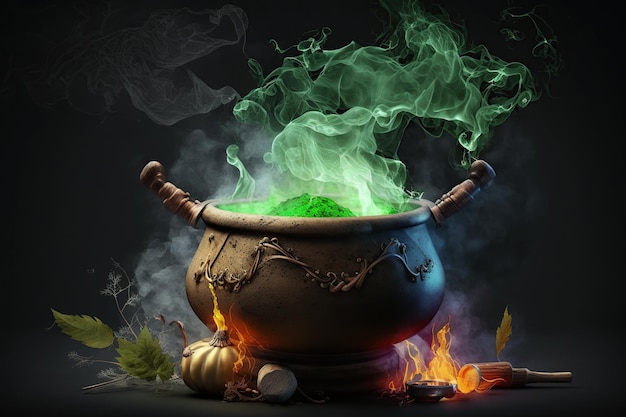 Cauldron with magic potion Ai Witchcraft cauldron