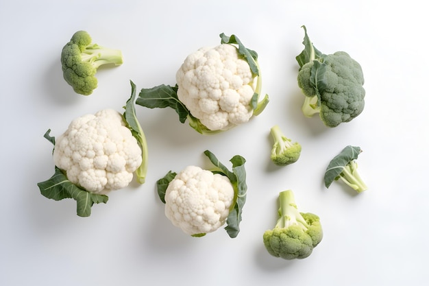 Photo cauliflower cauliflowers fruit vegetable on white background