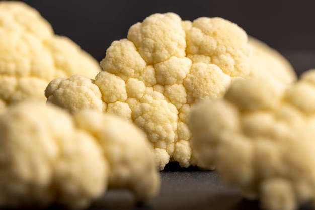 Cauliflower close up during cooking fresh raw cauliflower