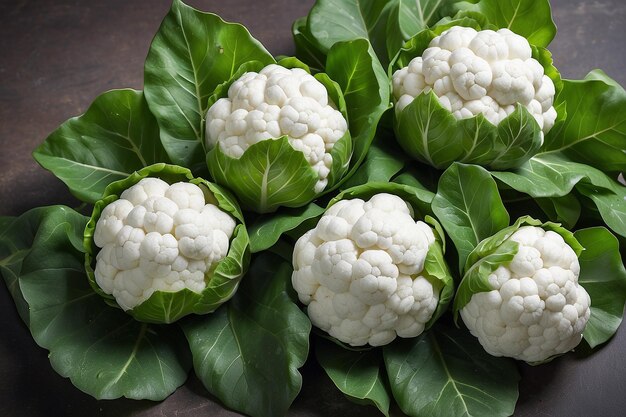 Cauliflower fresh closeup with leaves