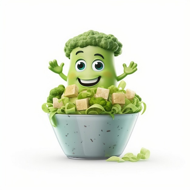 a cauliflower head with broccoli in a bowl of lettuce.
