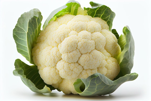 Cauliflower isolated on white background with Generative AI Technology