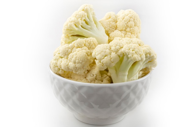 Cauliflower pieces isolated on white background