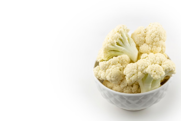 Cauliflower pieces isolated on white background