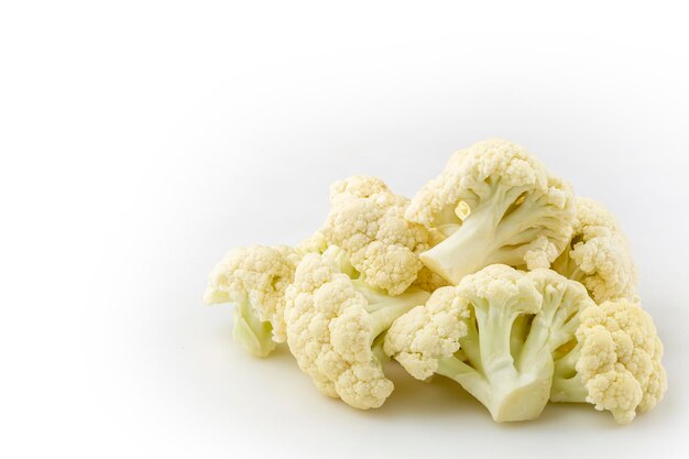 Cauliflower pieces isolated on white background